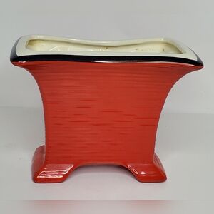 Vintage MCM Red Glazed, Ceramic, Modernist Indoor Planter Vase